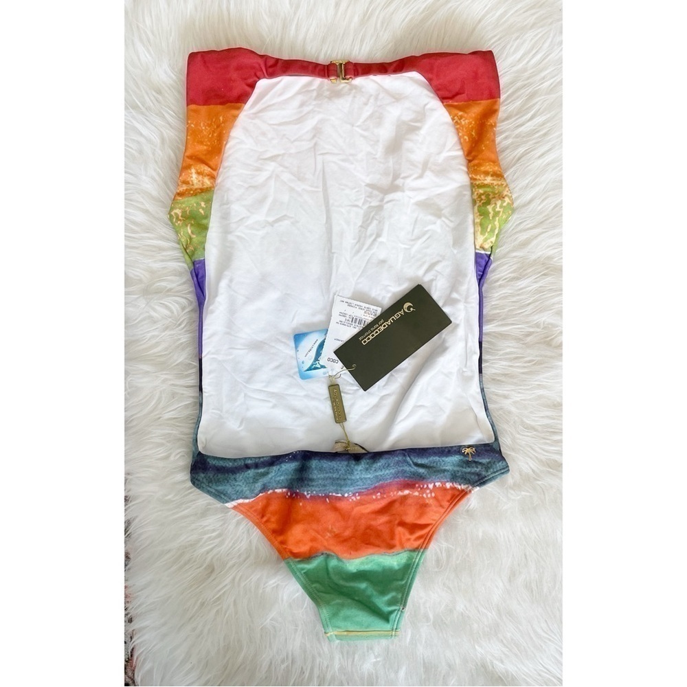 NEW Agua De Coco rainbow striped one piece swim suit bathing suit bright color - Picture 2 of 11